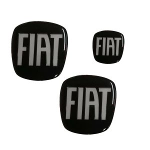 Kit stemmi fiat 500/compatibili punto bavo ant + post e volante adesivo resinato