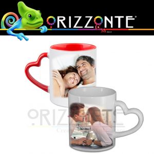 Tazza in ceramica personalizzabile con manico forma cuore idea regalo G3