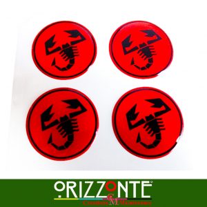 Set 4 pz. Abarth Scorpione Adesivi 3D Resinati Fiat 500 Punto 43mm R19