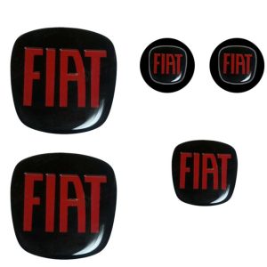 Kit stemmi compatibili fiat 500 bravo  per volante +ant e post. adesivi resinati 3d