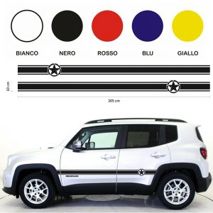 Fasce adesive strisce fiancate laterali auto Jeep Renegade stickers tuning A45