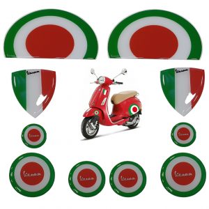 Adesivi  resinati moto vespa piaggio casco bandiera italiana effetto 3d R67