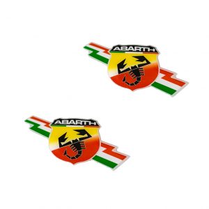 Adesivi resinati Abarth con freccia tricolore scorpione compatibili Fiat R69
