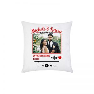 Federa per cuscino Player Personalizzato con NOMI degli SPOSI, DATA del MATRIMONIO, tua FOTO e CANZONE!