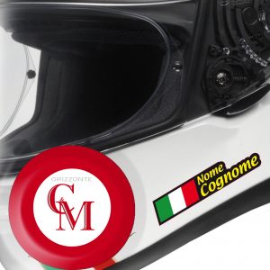 Adesivi nome con bandiera per casco moto - dim. 10x1,5cm