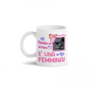 Tazza Bimba in arrivo, è una femmina! Personalizzata con ecografia, annuncio gravidanza