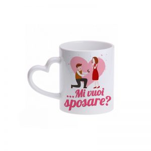 Tazza Manico Cuore Mi Vuoi sposare? Personalizzata per proposta