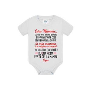 Body in cotone personalizzato Cara mamma, prima festa della mamma
