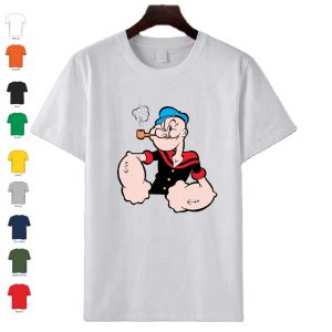 T-Shirt uomo donna bambino in cotone manica corta personalizzata con Braccio di ferro con pipa