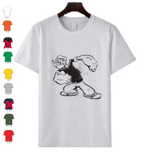 T-Shirt manica corta cotone uomo donna bambino Braccio di ferro bianco e nero