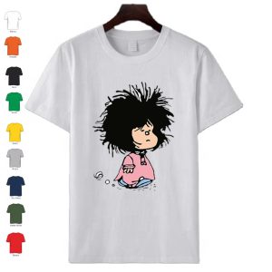 T-Shirt donna bambina in 100% cotone manica corta personalizzata con Mafalda