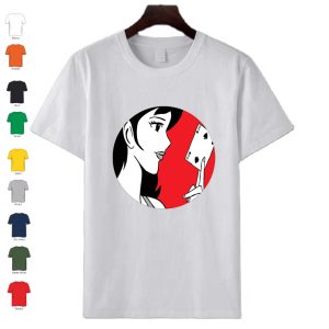 T-Shirt manica corta uomo donna in cotone personalizzata con Margot e carta da gioco