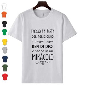 T-Shirt uomo donna in 100% cotone manica corta personalizzata con frase Faccio la dieta del...