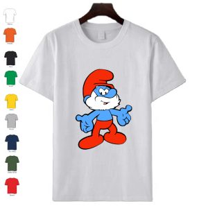 T-Shirt manica corta in cotone uomo donna bambino personalizzata con Grande Puffo