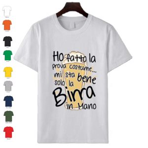T-Shirt uomo donna in cotone manica corta personalizzata con frase Ho fatto la prova costume