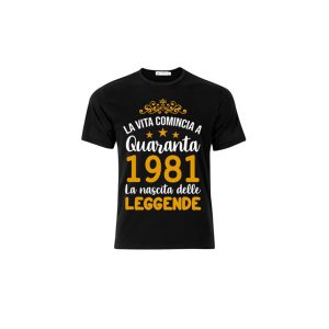 T-Shirt uomo donna 100% cotone personalizzata la vita comincia a 40 anni