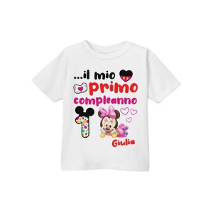 T-Shirt bimba in cotone personalizzata Il mio primo compleanno Minnie