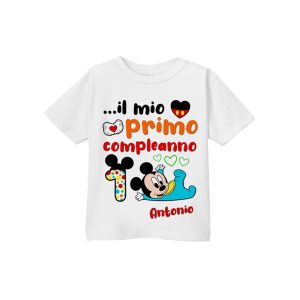 T-Shirt bimbo in cotone  personalizzata primo compleanno Topolino