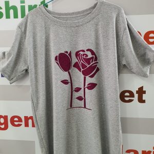 T-Shirt donna lunga con stampa rose glitter