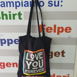 Shopper nera personalizzata Love You Forever