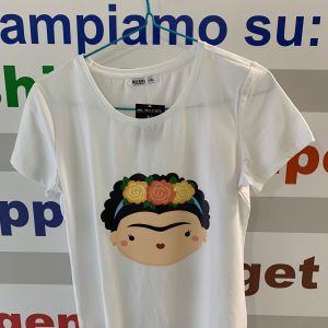 T-Shirt da donna manica corta con immagine Frida