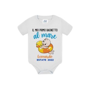 Body neonato in cotone personalizzato Il mio primo bagnetto a mare
