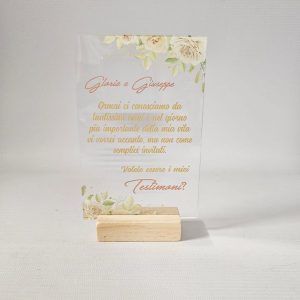Proposta Per Testimone In Plexiglass Tema Fiori Marroni E Beige- Vuoi Essere La Mia/ Il Mio Testimone?
