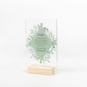 Proposta Per Testimone In Plexiglass Con Rombo E Fiori Verdi- Vuoi Essere La Mia/ Il Mio Testimone?