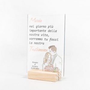 Proposta Per Testimone In Plexiglass Disegno Sposi - Vuoi Essere La Mia/ Il Mio Testimone?