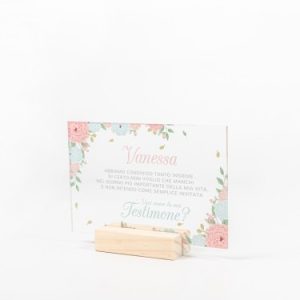 Proposta Per Testimone In Plexiglass Tema Fiori Rosa E Azzurri - Vuoi Essere La Mia/ Il Mio Testimone?