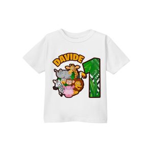 T-Shirt bambino bambina personalizzata con numero e animali
