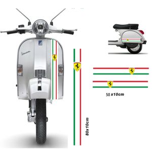Fasce adesive tricolore italia compatibili per vespa scuter Ferrari Decalcomania