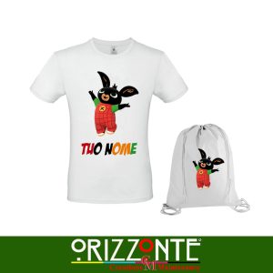 T-Shirt + Sacca + Nome Personalizzata Maglietta BING Bambino Bambina