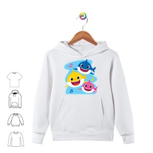 Felpa con cappuccio e tasche bambina bambino cotone felpato personalizzata con Squalo