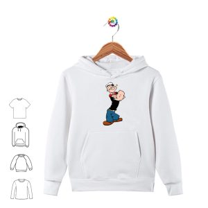 Felpa con cappuccio e tasche cotone felpato uomo donna bambino bambina personalizzata Braccio di ferro