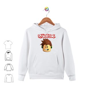 Felpa con tasche e cappuccio bambino e bambina personalizzata con Roblox e scritta