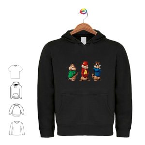 Felpa con cappuccio e tasche cotone felpato uomo donna bambino bambina personalizzata Scoiattoli Rock