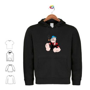 Felpa con cappuccio e tasche cotone felpato uomo donna bambino bambina personalizzata Braccio di ferro con pipa