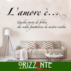 Adesivo murale con frase frasi scritte intagliate per parete scritta l'amore