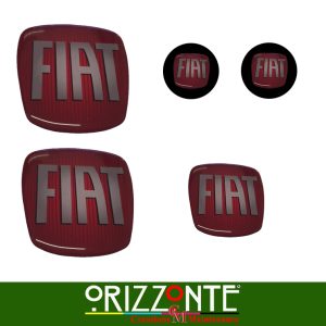 KIT 5 STEMMI FIAT 500/PUNTO/BRAVO ANT-POST-VOLANTE ADESIVO 3D RESINATO F. ROSSO