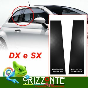 Coppia adesivi DX e SX Montanti laterali portiera Fiat 500 carbon scritta 500 A8
