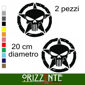 2 Adesivi Stella Militare Punisher auto moto Sticker teschio JEEP USA 4x4 20cm