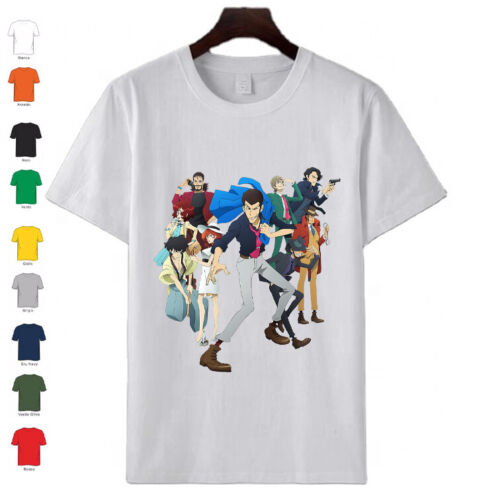 T-Shirt 100% cotone manica corta uomo donna bambino Lupin e personaggi