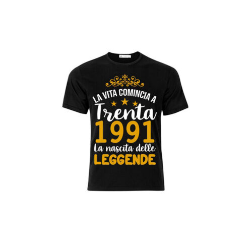T-Shirt in cotone uomo donna personalizzata la vita inizia ai 30 anni