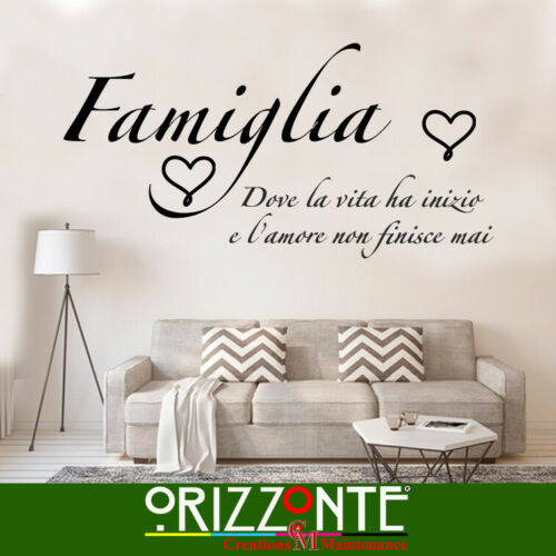 Adesivo murale con frase frasi scritte intagliate per parete scritta Family