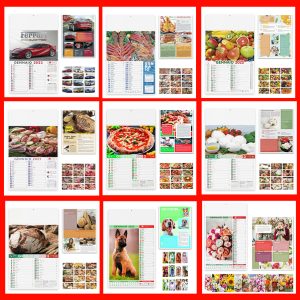 Calendario mensile illustrativo per settore personalizzato con logo aziendale a colori