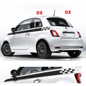 Fasce adesivo vinile fiancate dx e sx tema scacchi Fiat 500 sport tunig